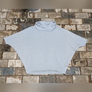 No. 11 Los Angeles XL Light Blue Cowl Knit Poncho Sweater